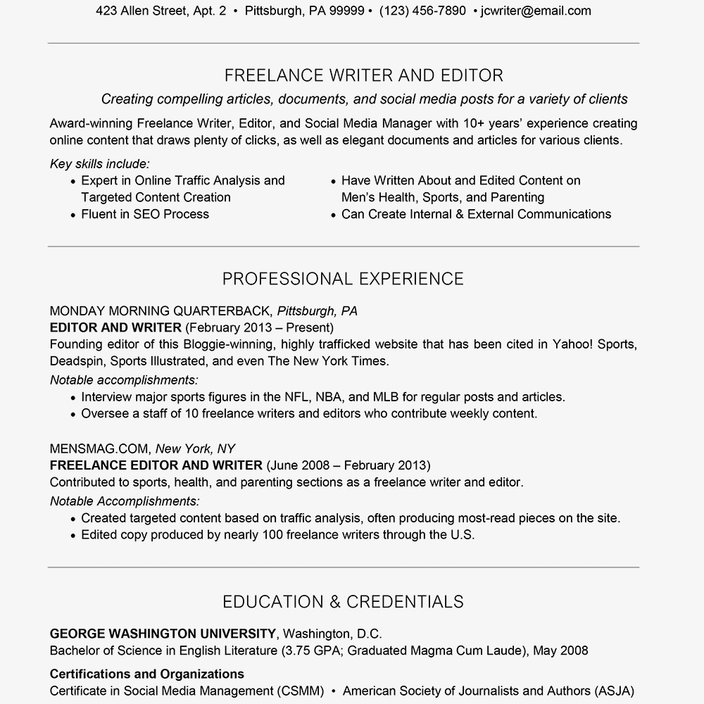 Freelance Resume Cover Letter and Writing Tips