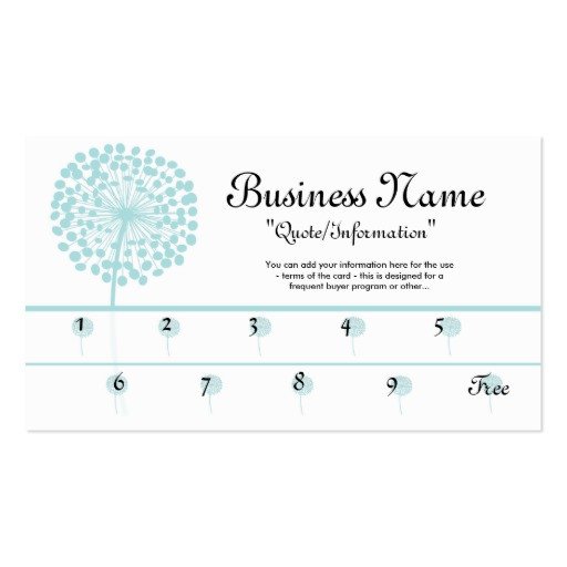 Blue Dandelion Loyalty Cards Frequent Buyer Business Card
