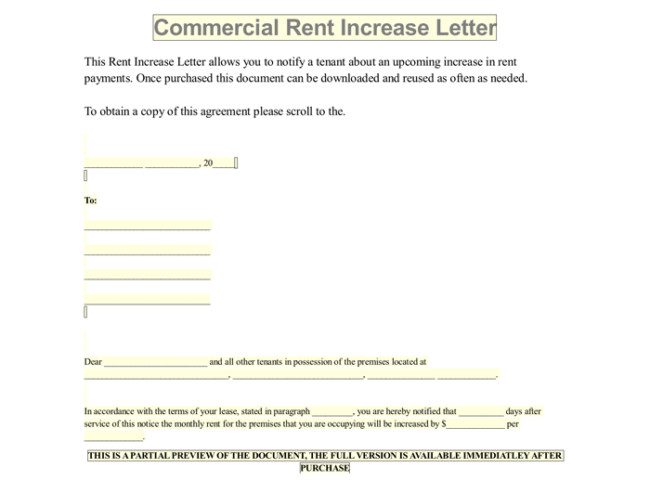 Rent Increase Letter 7 Samples in Word PDF Format