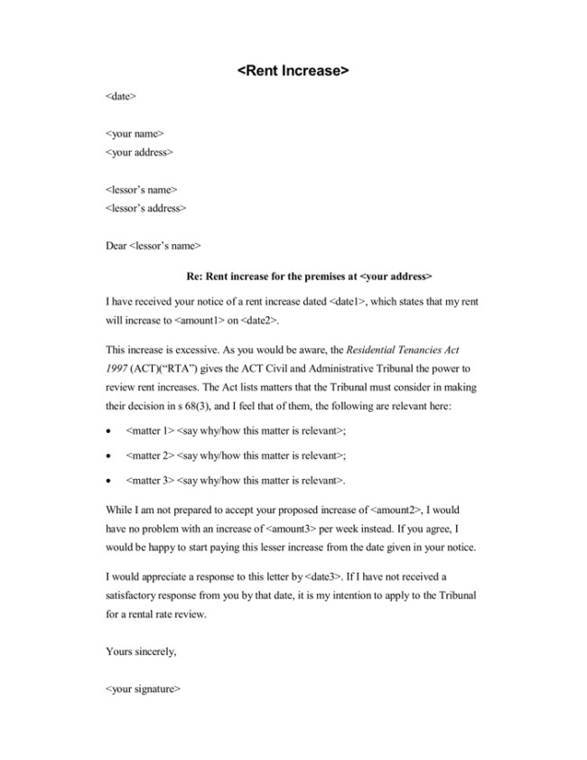 Rent Increase Letter 7 Samples in Word PDF Format
