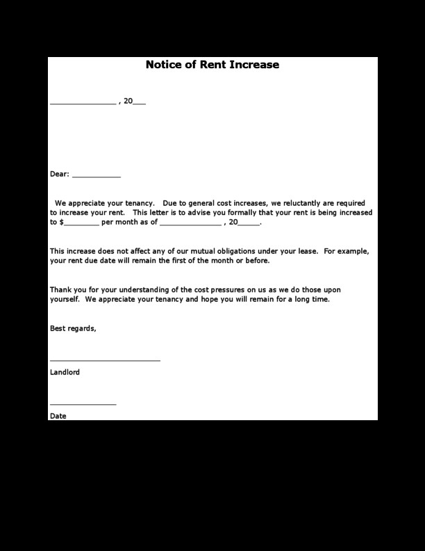 Rent Increase Letter LegalForms