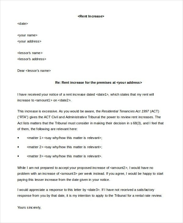 Rent Increase Letter Template icebergcoworking
