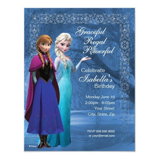 Frozen Anna and Elsa Snowflake Birthday Invitation 4 25" X