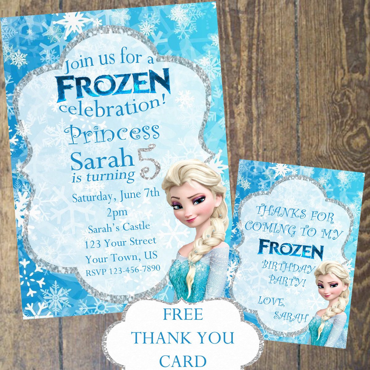 Frozen invitation and Thank You Card by DesignsbyCarrieLee