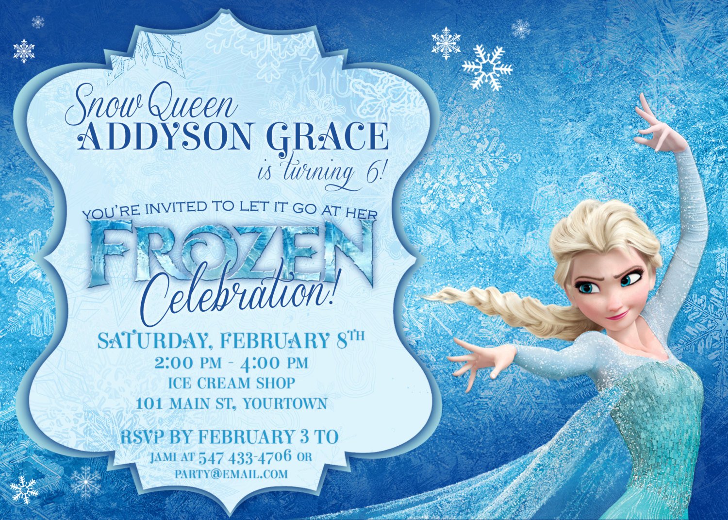 FROZEN Themed Party Invitations Printable PDFs Elsa and Anna