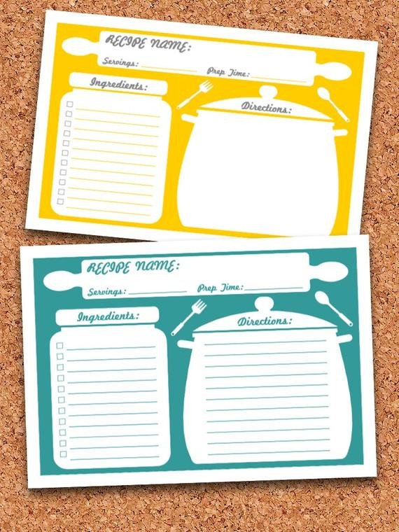 Recipe Cards Printable Editable INSTANT DOWNLOAD