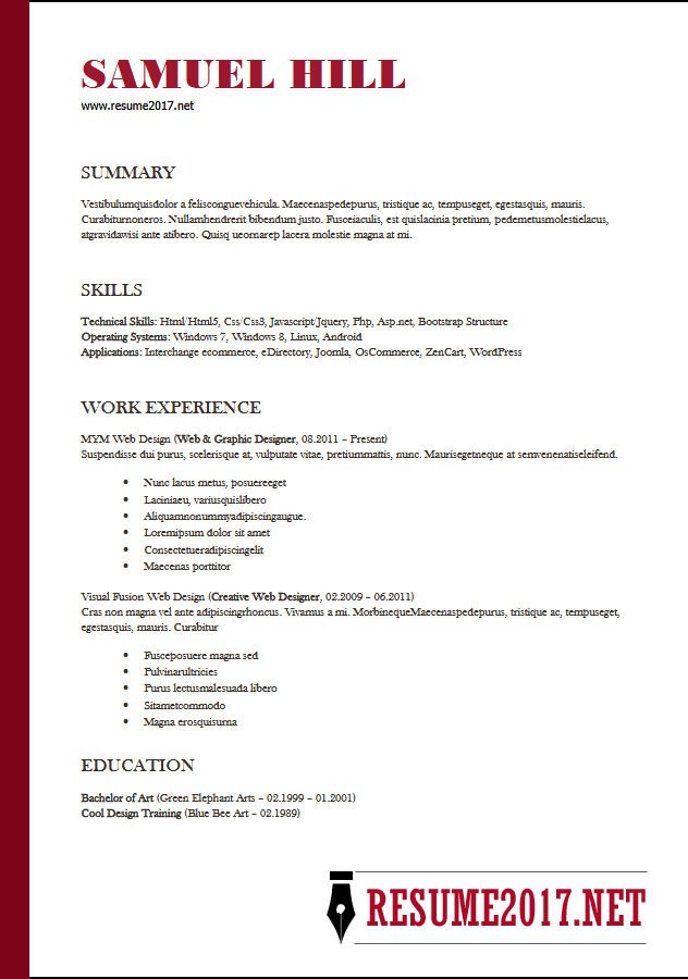 RESUME FORMAT 2018 16 Latest Templates in WORD