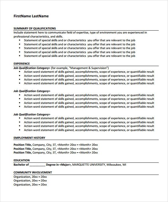 Sample Functional Resume 5 Documents in PDF