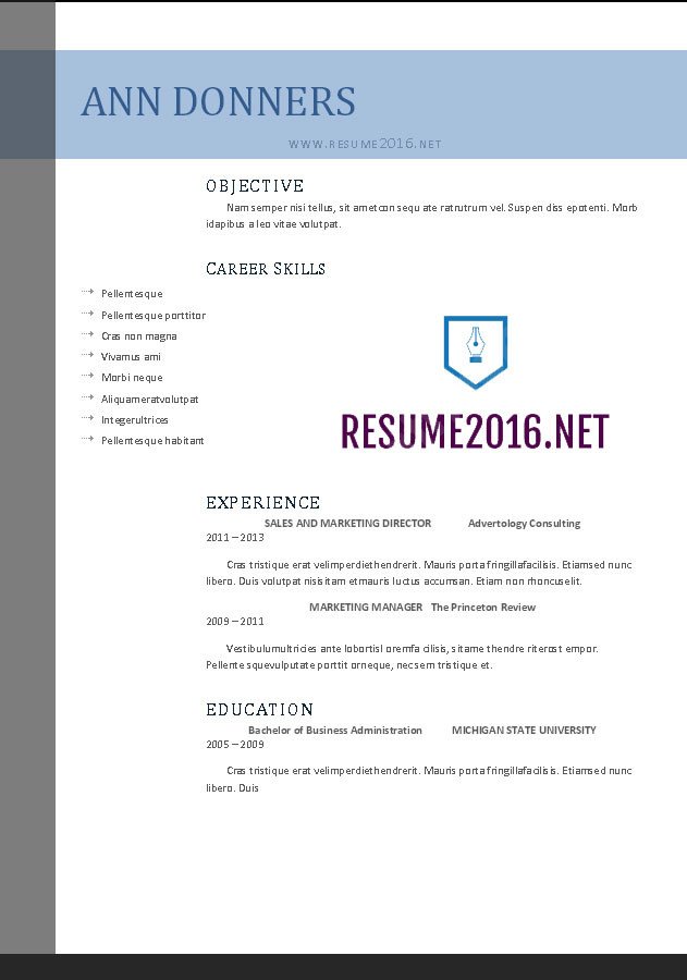 Word Resume Templates 2016