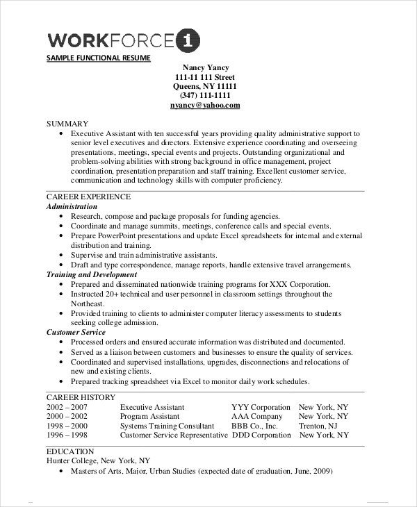 10 Functional Resume Templates PDF DOC