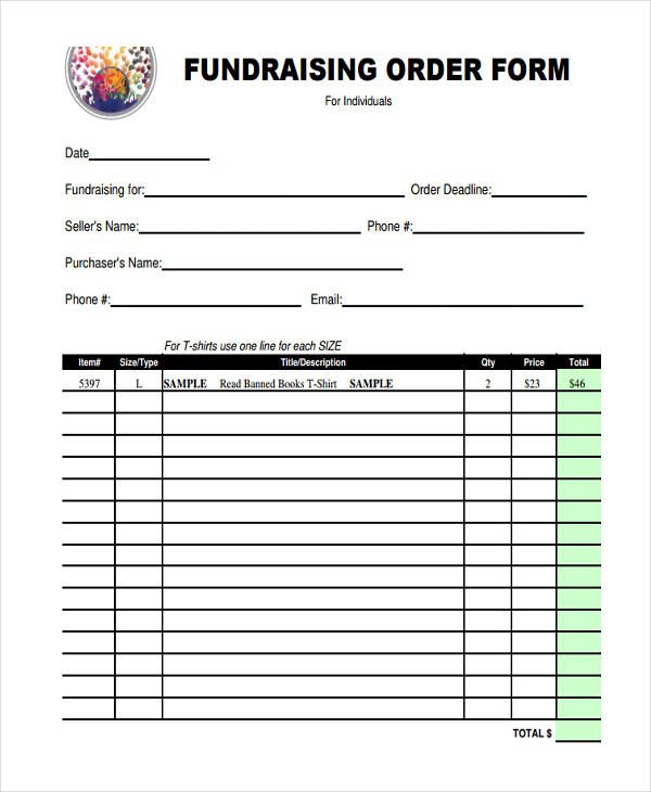 8 Fundraiser Order Forms Free Sample Example Format