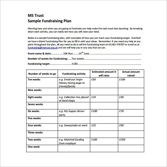 Fundraising Plan Template 11 Free Word PDF Documents