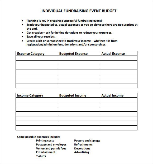 Sample Event Bud 13 Documents in PDF Word Excel