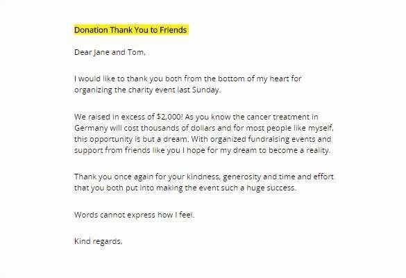 Memorial Donation Letter Template or Donor Thank You
