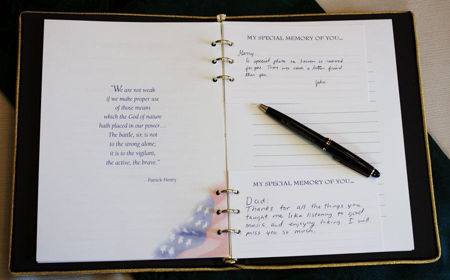 Military Funeral Guest Book Memorial Book with military