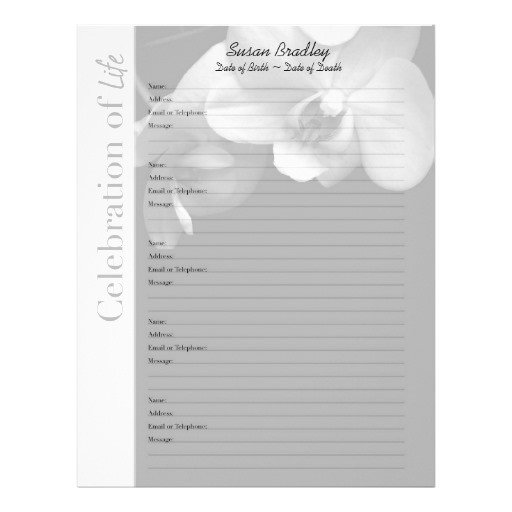 Orchid 1 Memorial Guest Book Custom Filler Pages