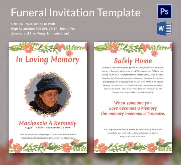 Sample Funeral Invitation Template 11 Documents in Word