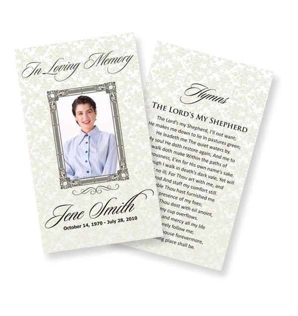 funeral prayer cards examples