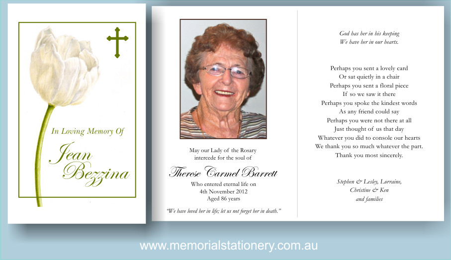 Funeral Thank You Cards White Tulip & Cross