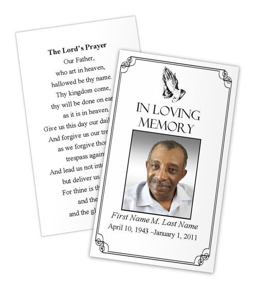 Praying Hands Memorial Prayer Card Template Elegant