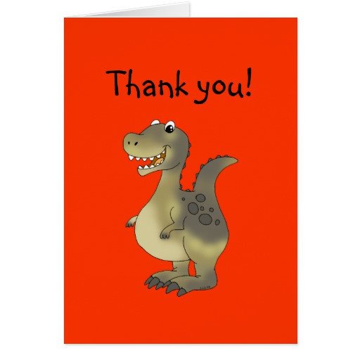 Funny dinosaur thank you note card