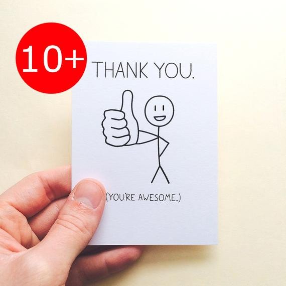 Funny Thank You Note Cards Set Thumbs Up Funny Thank You