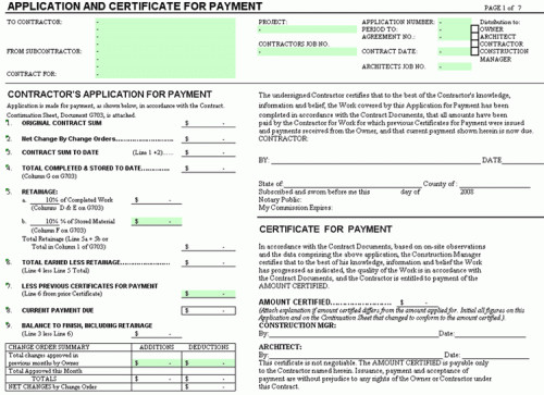 AIA G702 Application for Payment and G703 Continuation