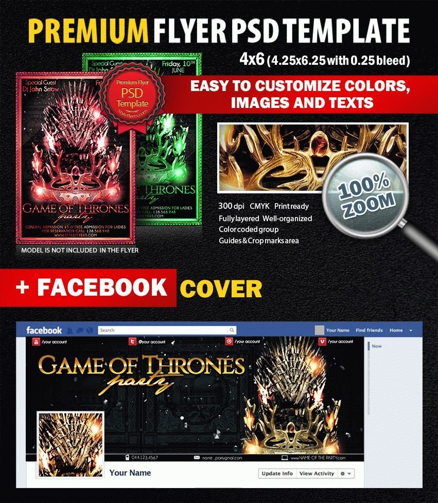 Game of Thrones Party PSD Flyer Template 8262 Styleflyers