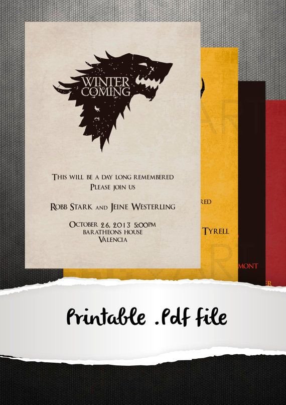 Game Thrones Party Invitation Template