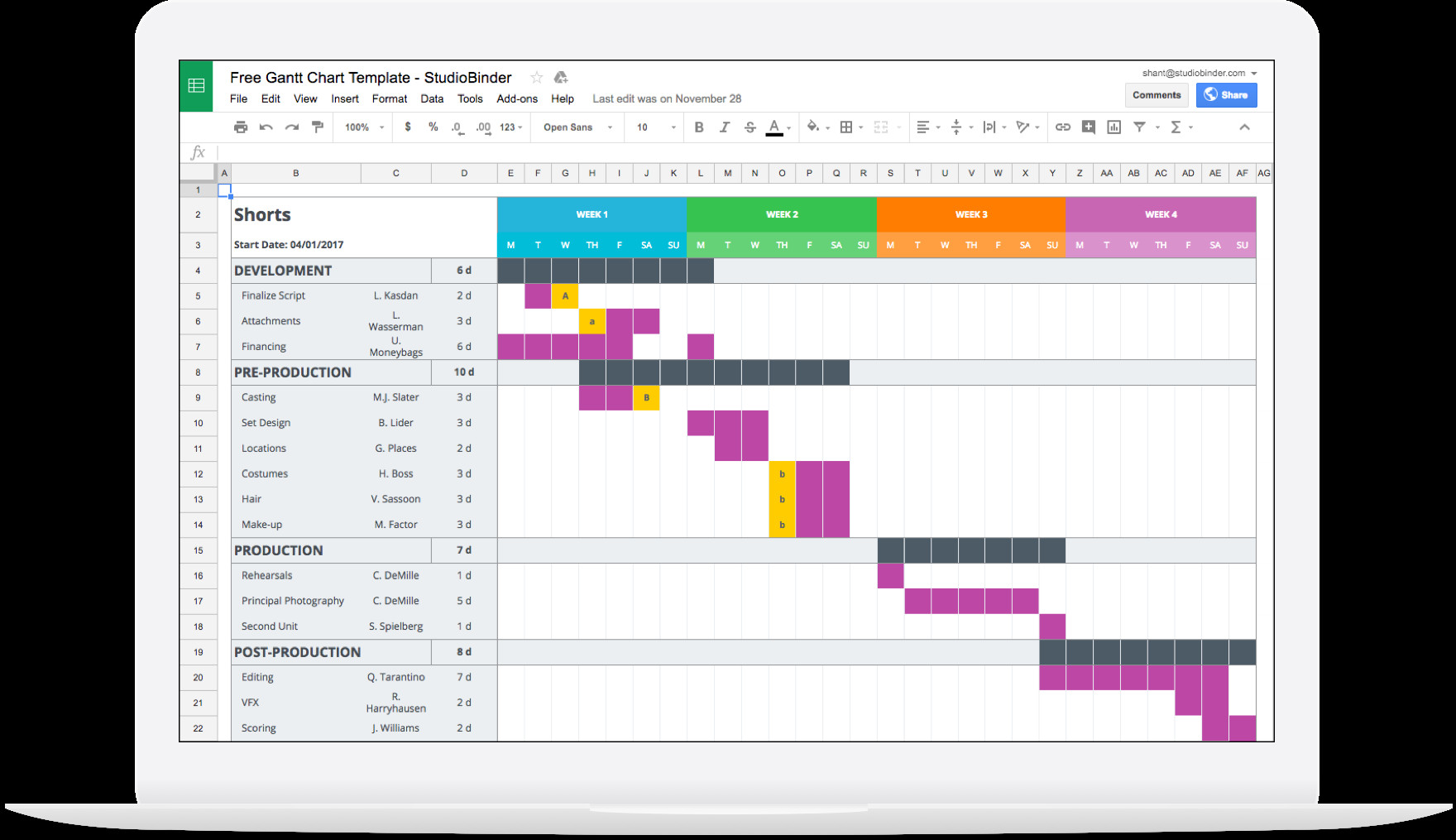 Mastering Your Production Calendar [FREE Gantt Chart Excel