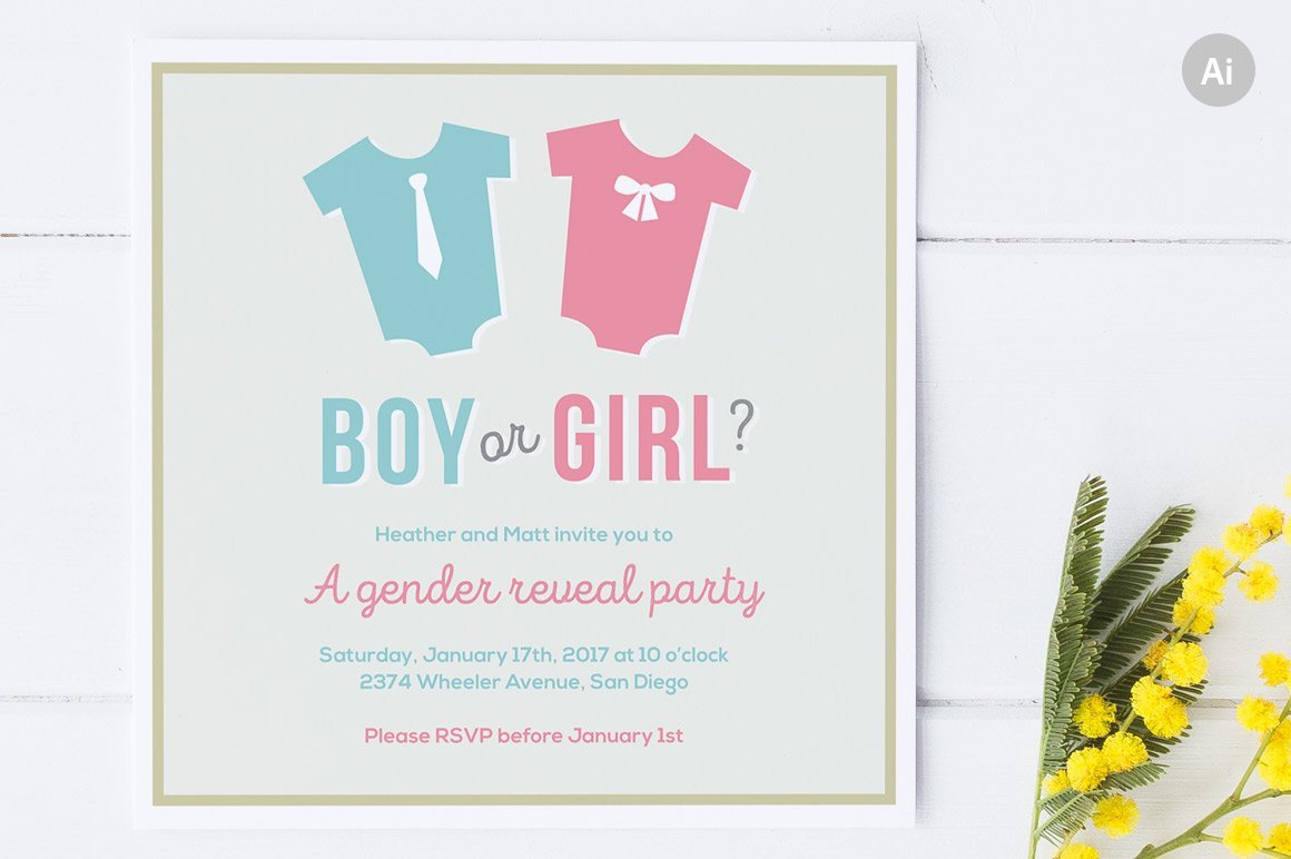 Gender Reveal Party Invite Invitation Templates
