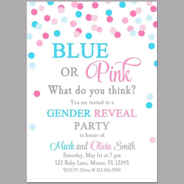 Gender Reveal Blue or Pink Party Invitation