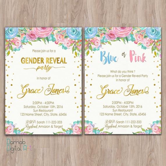 Gender reveal invitation printable gender reveal invites