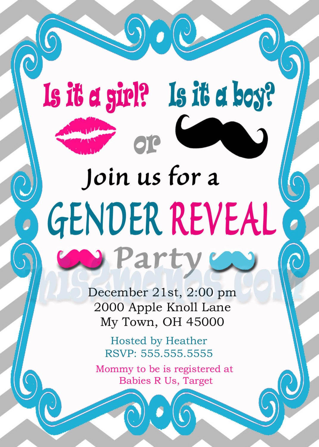 Gender Reveal Invitation Baby Shower Invites Printable DIY