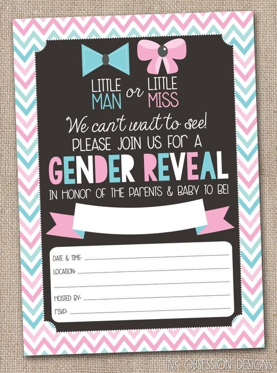 Gender Reveal Party Invitation Instant by InkObsessionDesigns