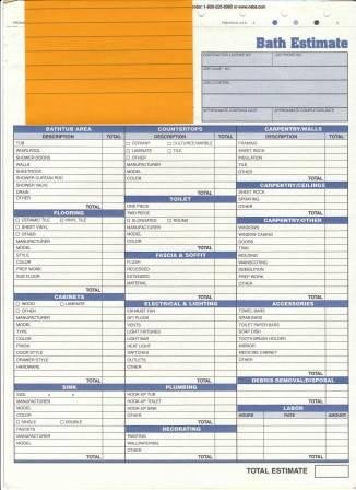 Bathroom Remodel Estimate Checklist Page 2 Remodeling