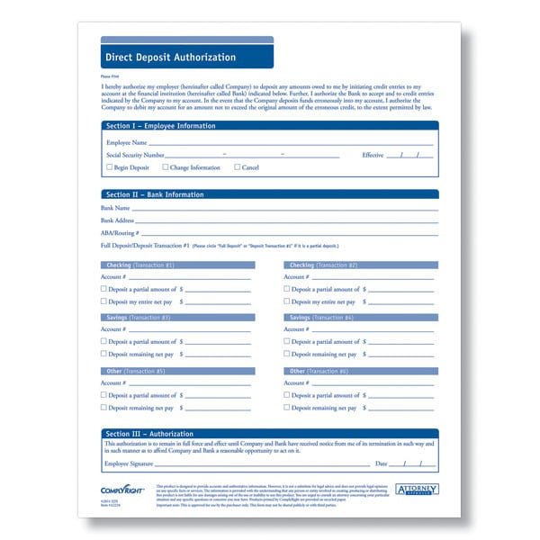 5 Generic Direct Deposit Form Templates formats