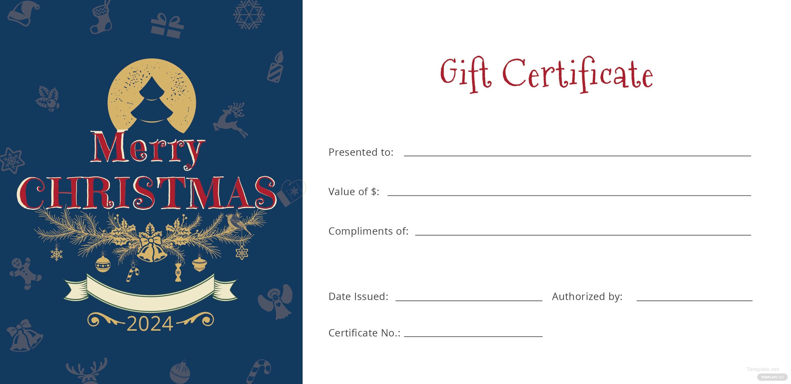 Free Christmas Gift Certificate Template in Adobe