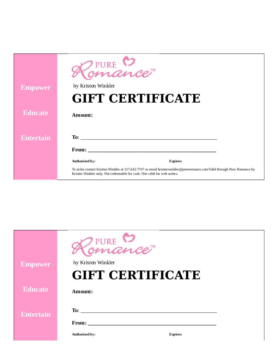 2019 Gift Certificate Form Fillable Printable PDF