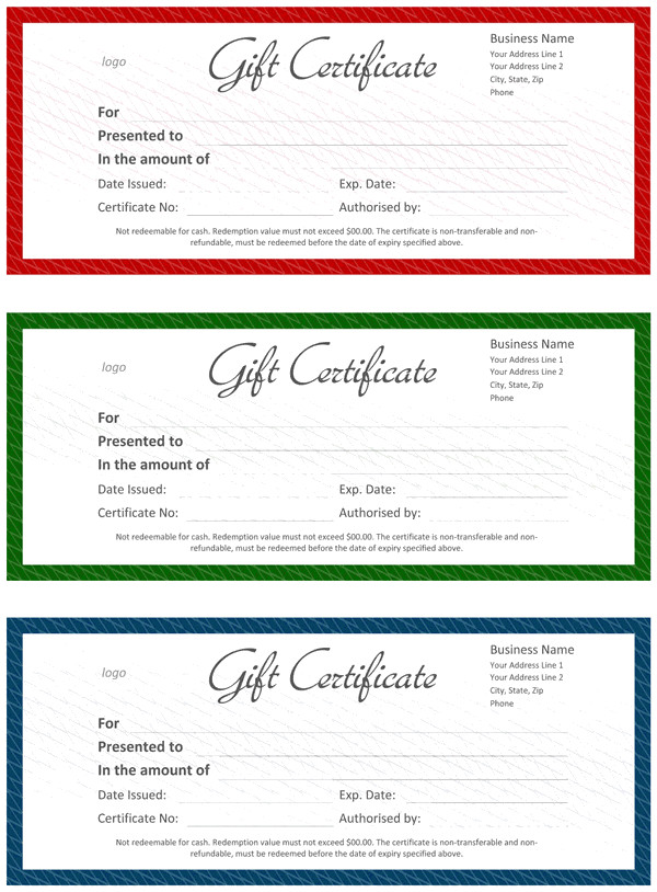 ficial Gift Certificate Template for Word