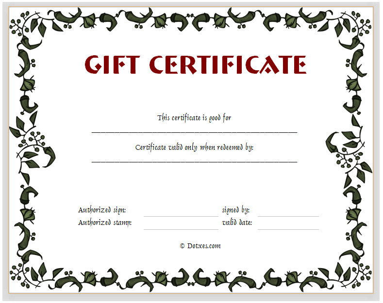 Gift Certificate Template Floral Design Dotxes