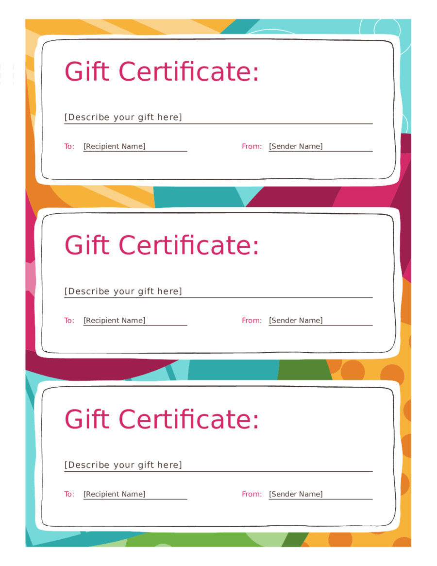 2018 Gift Certificate Form Fillable Printable PDF