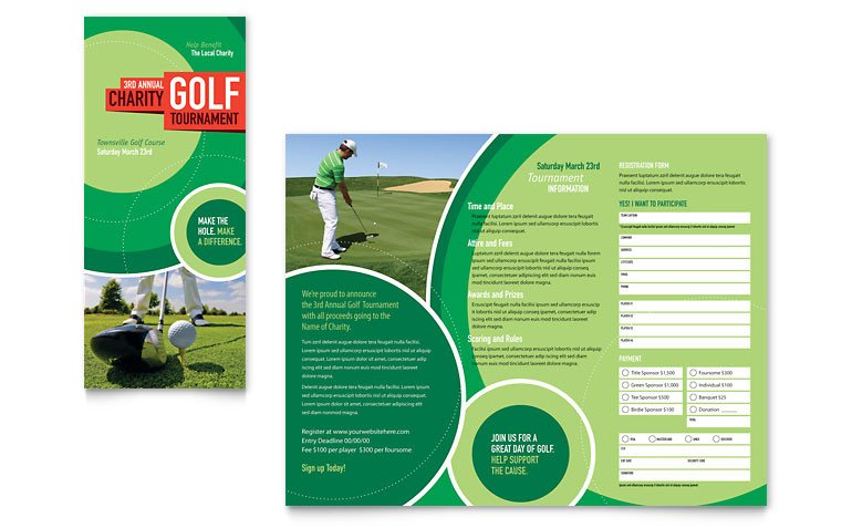Golf Tournament Tri Fold Brochure Template Word & Publisher