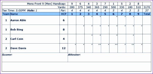 6 Golf Scorecard Template Excel ExcelTemplates