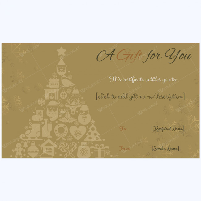 Golden Trees Christmas Gift Card Template Word Layouts