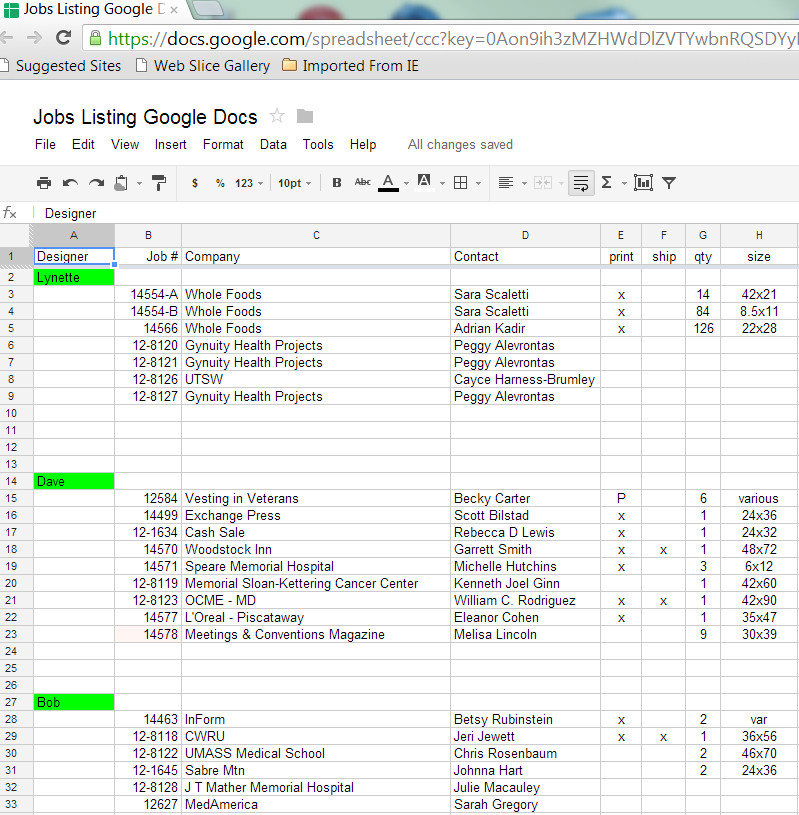 Sharing Spreadsheets with Google Docs