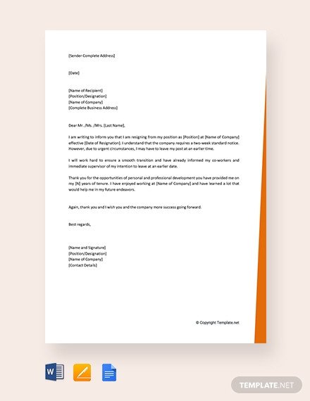 142 FREE Resignation Letter Templates in Google Docs
