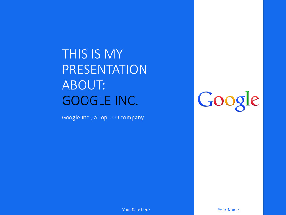 Google Inc PowerPoint Template Blue PresentationGO
