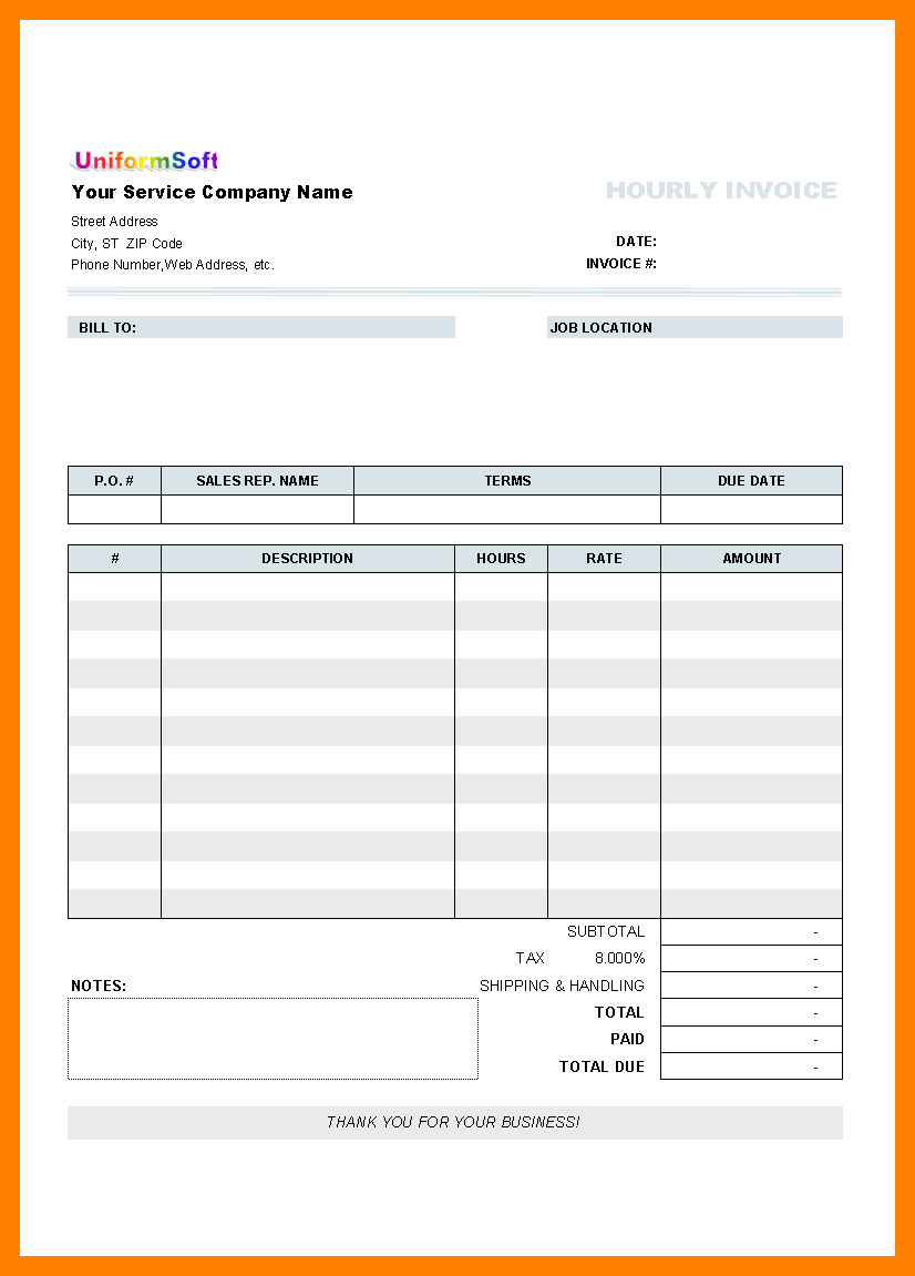 7 blank invoices to print