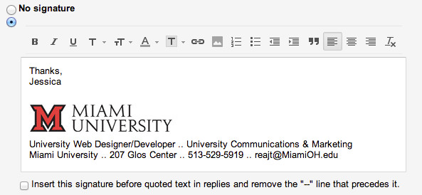 Add the Miami Logo to Your Email Signature Miami University